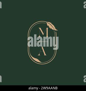 MA feather concept wedding monogram logo design ideas as inspiration Stock Vector