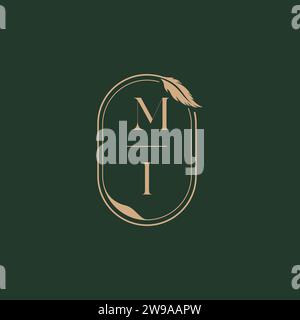 MI feather concept wedding monogram logo design ideas as inspiration Stock Vector