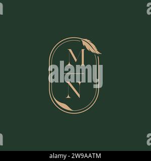 MN feather concept wedding monogram logo design ideas as inspiration Stock Vector