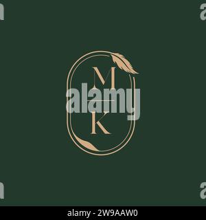 MK feather concept wedding monogram logo design ideas as inspiration Stock Vector