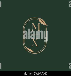 MX feather concept wedding monogram logo design ideas as inspiration Stock Vector