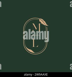 ML feather concept wedding monogram logo design ideas as inspiration Stock Vector
