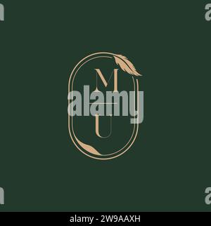 MU feather concept wedding monogram logo design ideas as inspiration Stock Vector