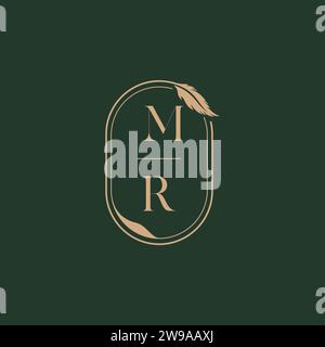 MR feather concept wedding monogram logo design ideas as inspiration Stock Vector