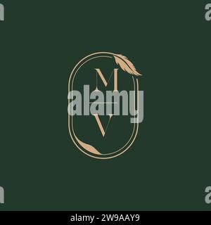 MV feather concept wedding monogram logo design ideas as inspiration Stock Vector