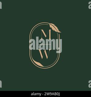 MW feather concept wedding monogram logo design ideas as inspiration Stock Vector