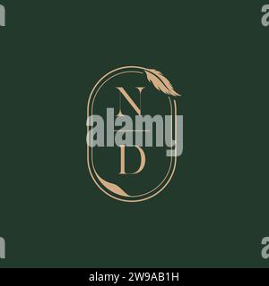 ND feather concept wedding monogram logo design ideas as inspiration Stock Vector