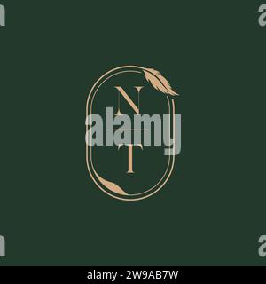 NT feather concept wedding monogram logo design ideas as inspiration Stock Vector