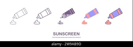 sunscreen line icon, vector best line icon. Stock Vector