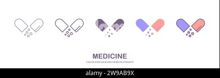 Medicine bottle icon vector design with editable stroke. Stock Vector