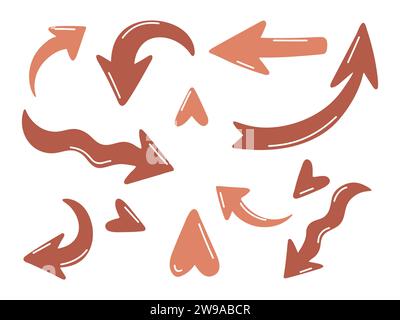 Set of arrows drawn by hand casually in different directions Stock Vector