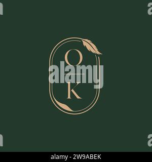 OK feather concept wedding monogram logo design ideas as inspiration Stock Vector