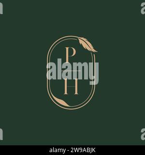 PH feather concept wedding monogram logo design ideas as inspiration Stock Vector