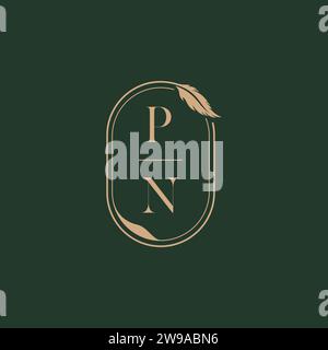 PN feather concept wedding monogram logo design ideas as inspiration Stock Vector