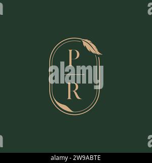 PR feather concept wedding monogram logo design ideas as inspiration Stock Vector