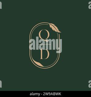 QD feather concept wedding monogram logo design ideas as inspiration Stock Vector