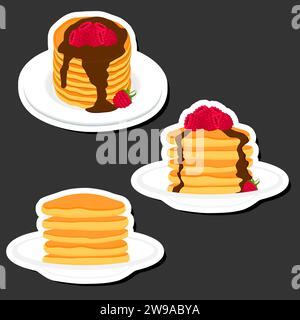 Illustration on theme fresh sweet tasty pancake of consisting various ingredients, pancake of different edible food, design pancake this cool meal for Stock Vector