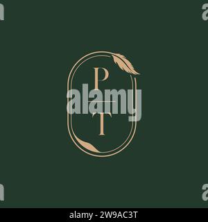 PT feather concept wedding monogram logo design ideas as inspiration Stock Vector