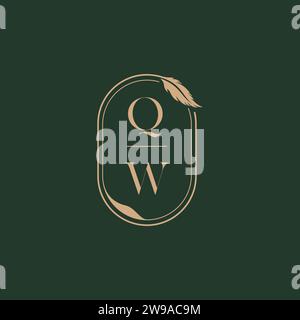 QW feather concept wedding monogram logo design ideas as inspiration Stock Vector