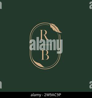 RB feather concept wedding monogram logo design ideas as inspiration Stock Vector