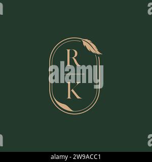 RK feather concept wedding monogram logo design ideas as inspiration Stock Vector