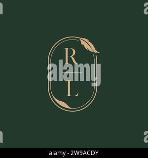 RL feather concept wedding monogram logo design ideas as inspiration Stock Vector