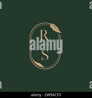 RS feather concept wedding monogram logo design ideas as inspiration Stock Vector