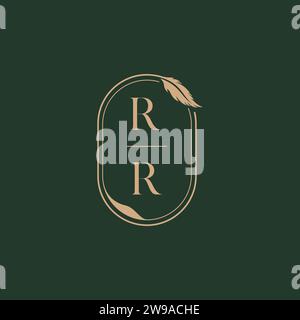RR feather concept wedding monogram logo design ideas as inspiration Stock Vector