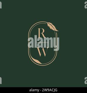 RW feather concept wedding monogram logo design ideas as inspiration Stock Vector