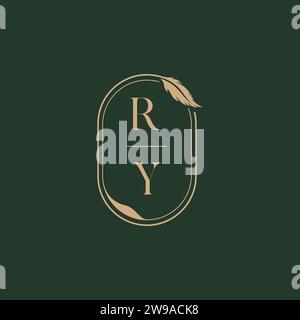 RY feather concept wedding monogram logo design ideas as inspiration Stock Vector