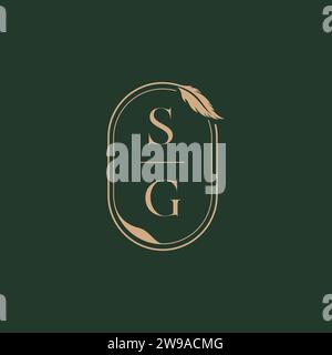 SG feather concept wedding monogram logo design ideas as inspiration Stock Vector
