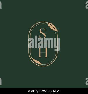 SH feather concept wedding monogram logo design ideas as inspiration Stock Vector