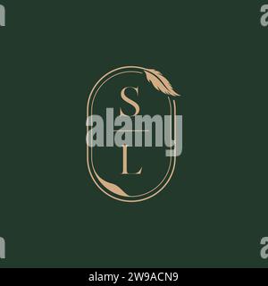 SL feather concept wedding monogram logo design ideas as inspiration Stock Vector