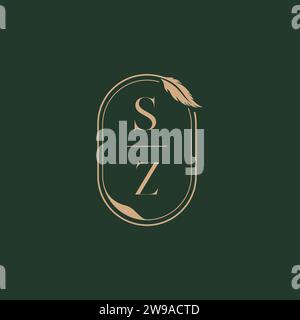 SZ feather concept wedding monogram logo design ideas as inspiration Stock Vector