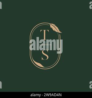 TS feather concept wedding monogram logo design ideas as inspiration Stock Vector