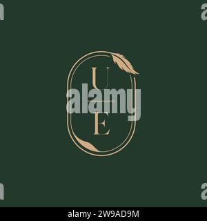UE feather concept wedding monogram logo design ideas as inspiration Stock Vector