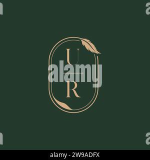 UR feather concept wedding monogram logo design ideas as inspiration Stock Vector
