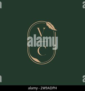 VC feather concept wedding monogram logo design ideas as inspiration Stock Vector