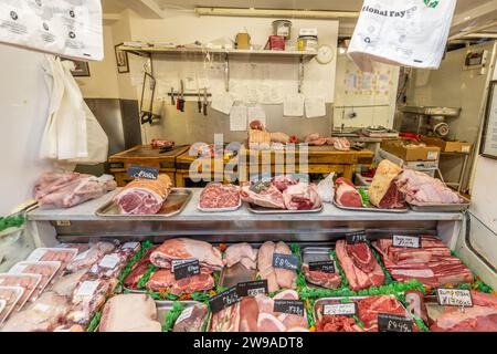 Butcher shop window I Oxford Covered Market Stock Photo