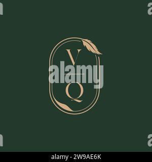 VQ feather concept wedding monogram logo design ideas as inspiration Stock Vector