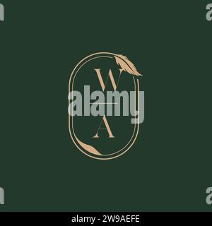WA feather concept wedding monogram logo design ideas as inspiration Stock Vector