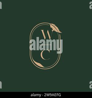 WC feather concept wedding monogram logo design ideas as inspiration Stock Vector