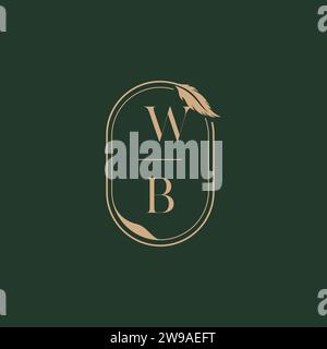 WB feather concept wedding monogram logo design ideas as inspiration Stock Vector