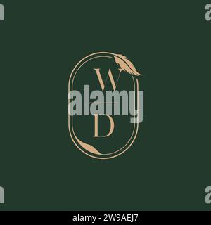 WD feather concept wedding monogram logo design ideas as inspiration Stock Vector