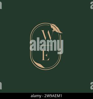 WE feather concept wedding monogram logo design ideas as inspiration Stock Vector