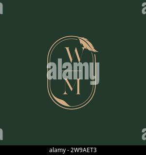 WM feather concept wedding monogram logo design ideas as inspiration Stock Vector