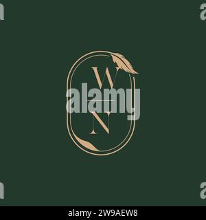 WN feather concept wedding monogram logo design ideas as inspiration Stock Vector