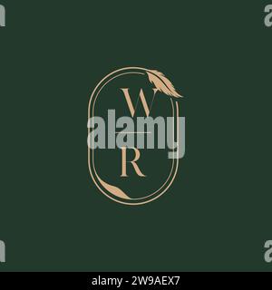 WR feather concept wedding monogram logo design ideas as inspiration Stock Vector