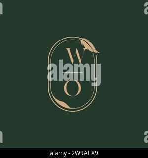 WO feather concept wedding monogram logo design ideas as inspiration Stock Vector
