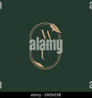 WU feather concept wedding monogram logo design ideas as inspiration Stock Vector